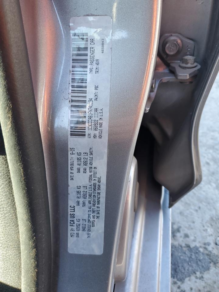 2015 Chrysler 200 Limited VIN: 1C3CCCAB1FN741134 Lot: 88752875