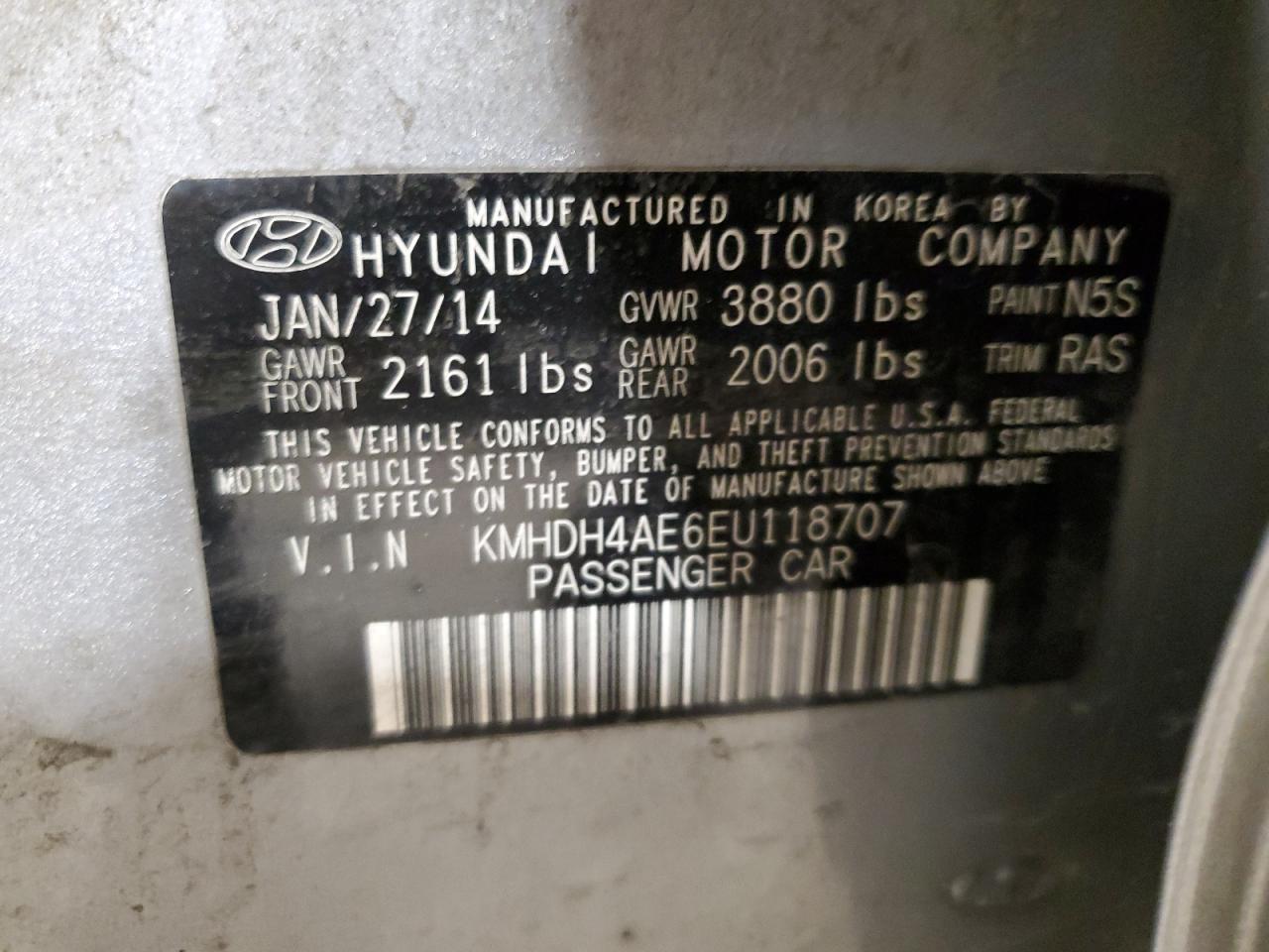 VIN KMHDH4AE6EU118707 2014 HYUNDAI ELANTRA no.13