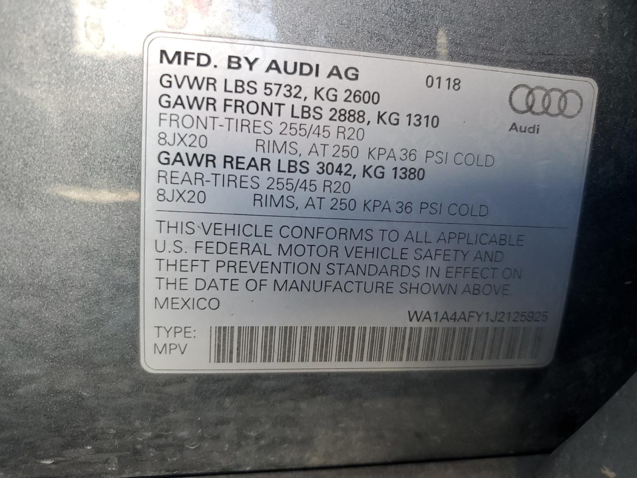 VIN WA1A4AFY1J2125925 2018 AUDI SQ5 no.13