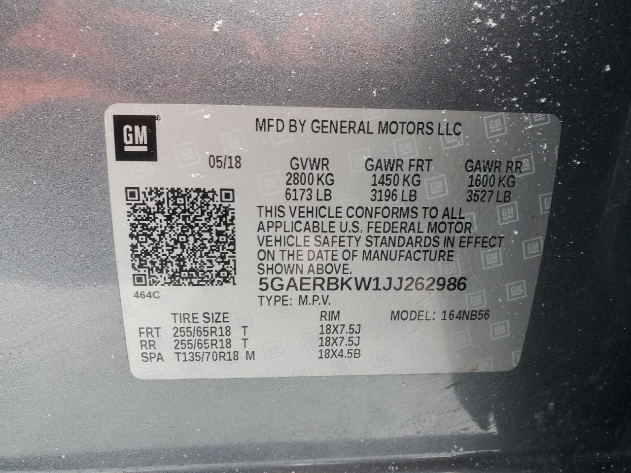 BUICK ENCLAVE 2018 VIN 5GAERBKW1JJ262986 фото 13
