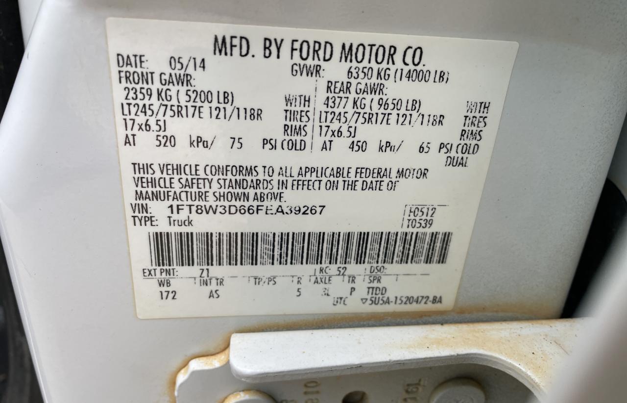 VIN 1FT8W3D66FEA39267 2015 FORD F350 no.10