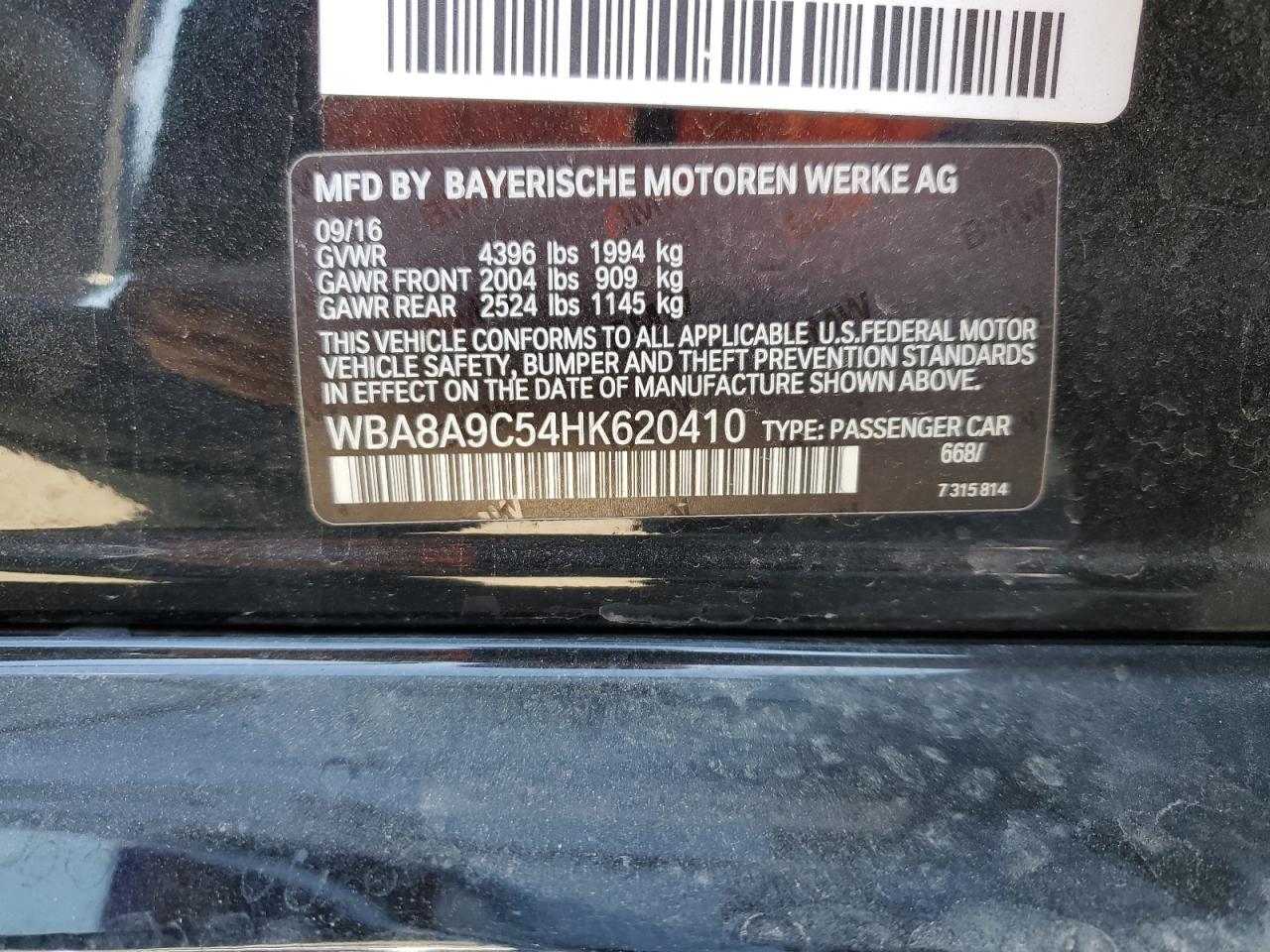 VIN WBA8A9C54HK620410 2017 BMW 3 SERIES no.12