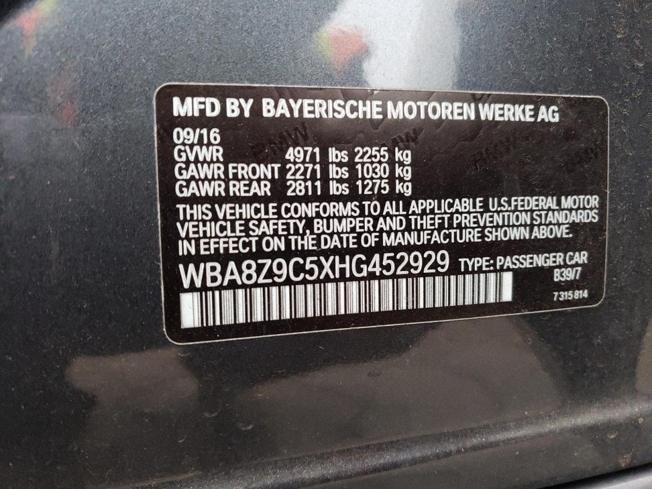 WBA8Z9C5XHG452929 2017 BMW 3 SERIES - Image 12