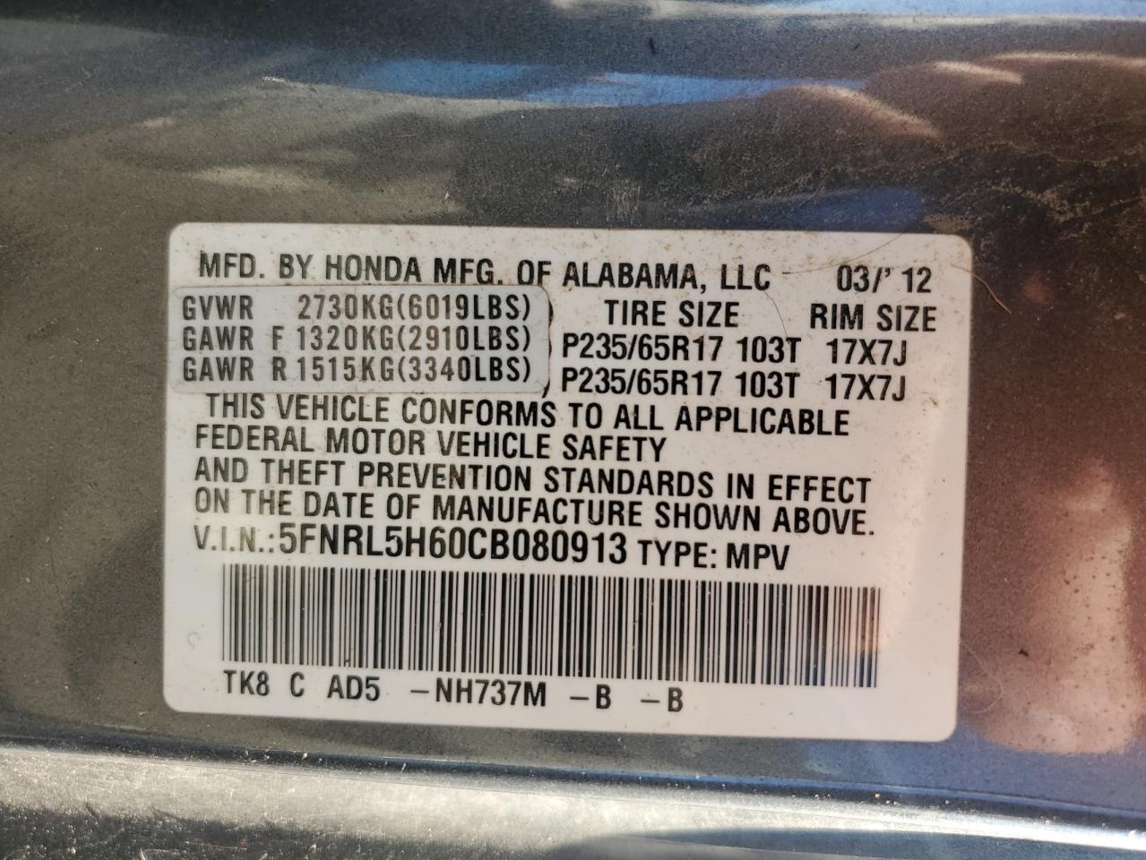 2012 Honda Odyssey - Image 13