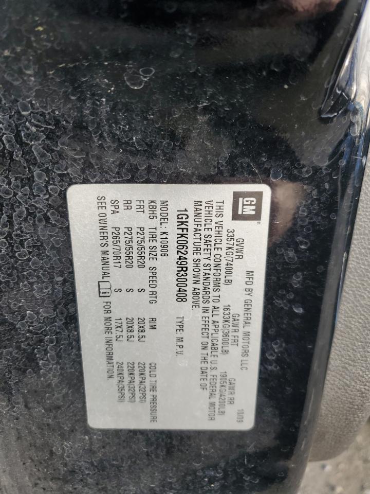 2009 GMC Yukon Xl Denali VIN: 1GKFK06249R300408 Lot: 88075605