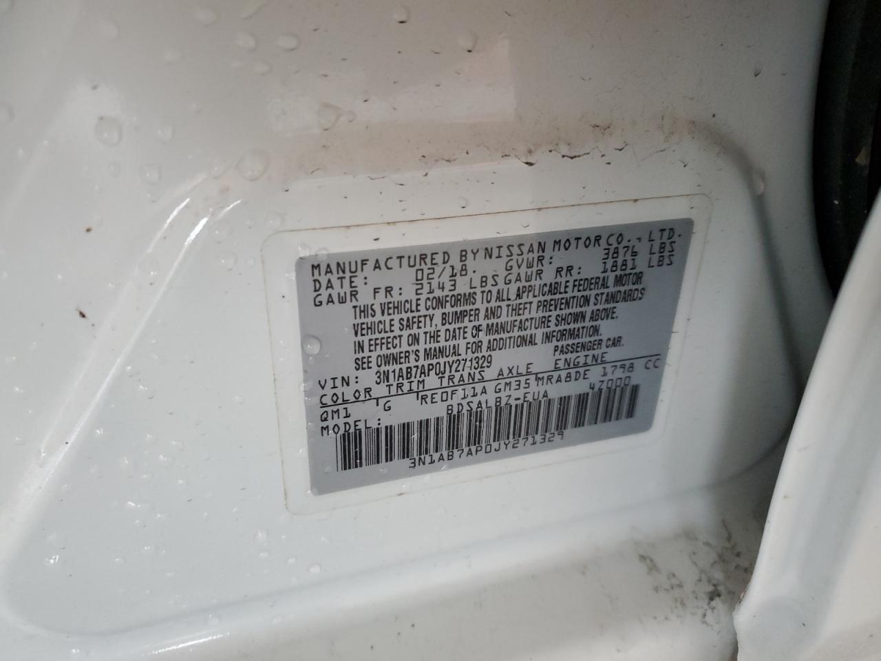 3N1AB7AP0JY271329 NISSAN SENTRA 2018