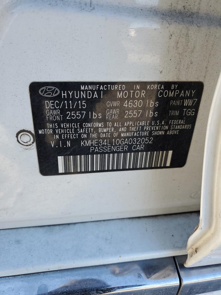 VIN KMHE34L10GA032052 2016 HYUNDAI SONATA no.12