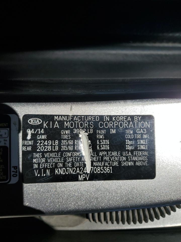 VIN KNDJN2A24E7085361 2014 KIA SOUL no.13