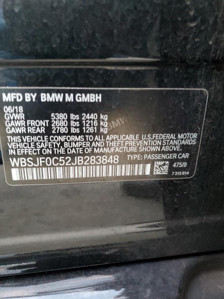 2018 BMW M5 VIN: WBSJF0C52JB283848 Lot: 88394755