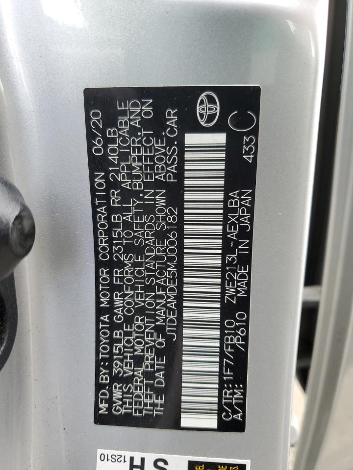 JTDEAMDE5MJ006182 TOYOTA COROLLA 2021