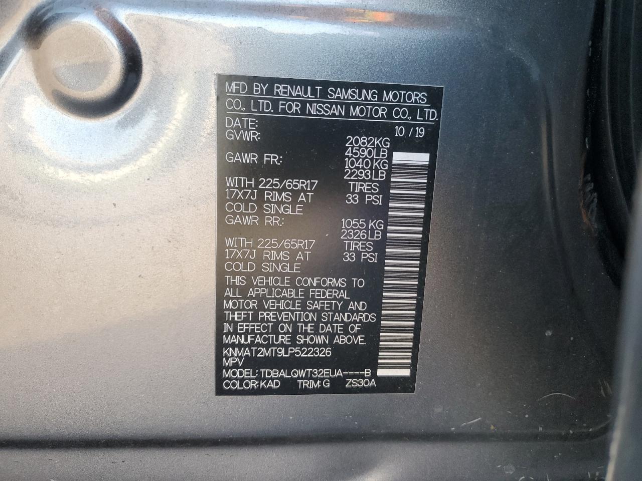 KNMAT2MT9LP522326 NISSAN ROGUE 2020