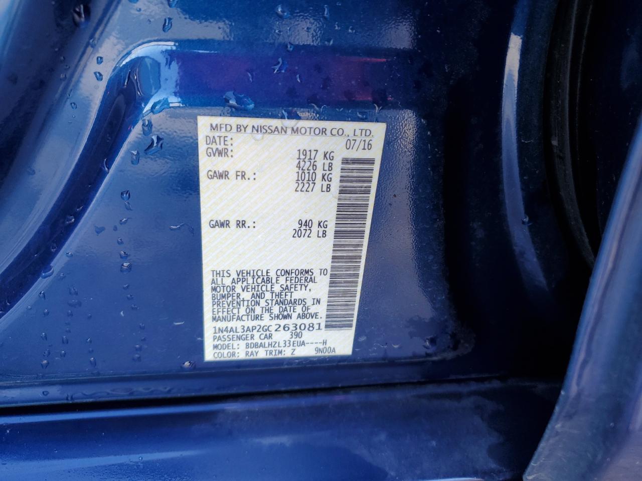 1N4AL3AP2GC263081 NISSAN ALTIMA 2016