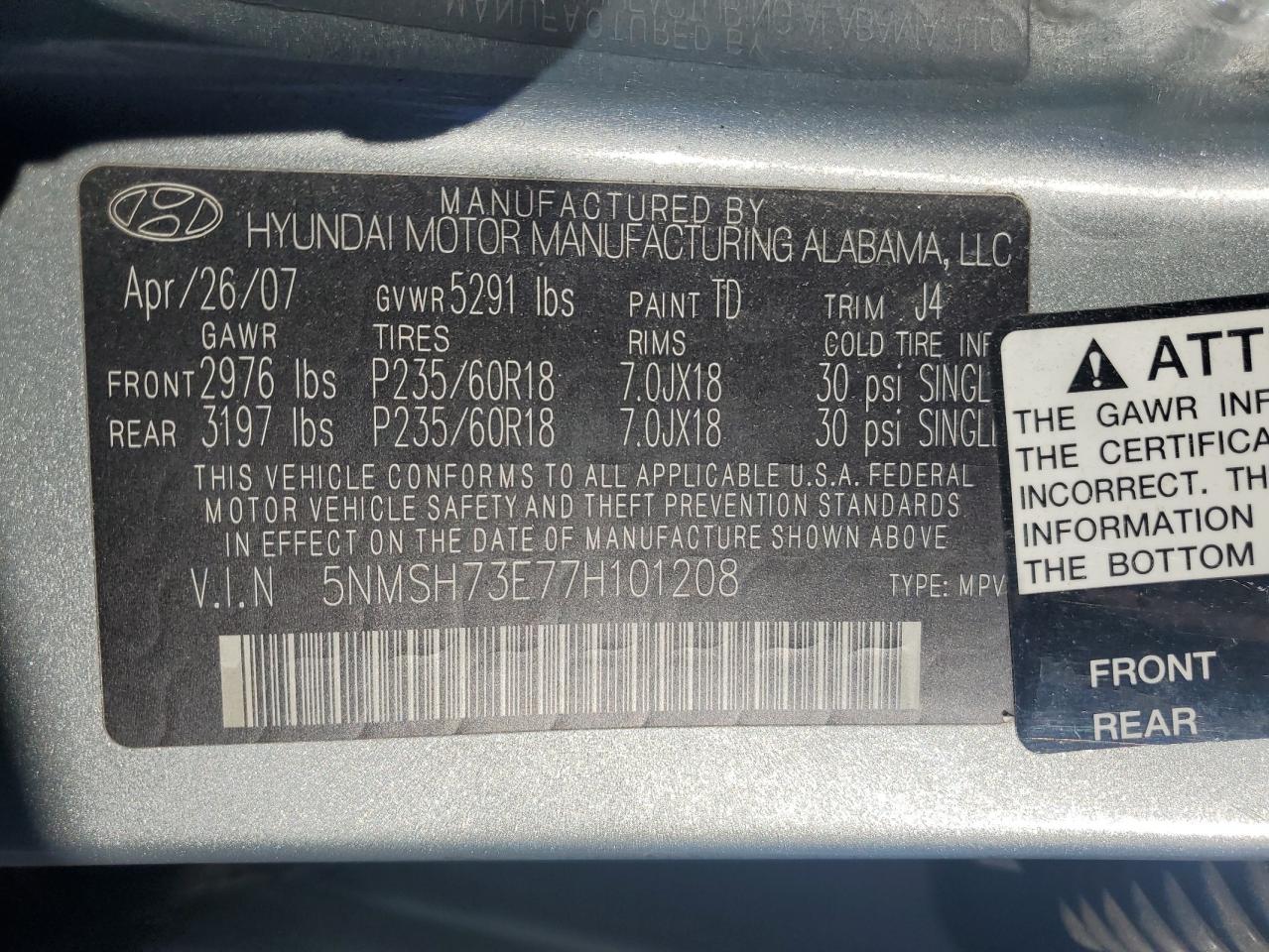 2007 Hyundai Santa Fe - Image 13