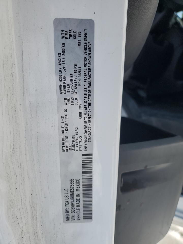2021 Ram Promaster 3500 3500 High VIN: 3C6MRVJG0ME575655 Lot: 88451915