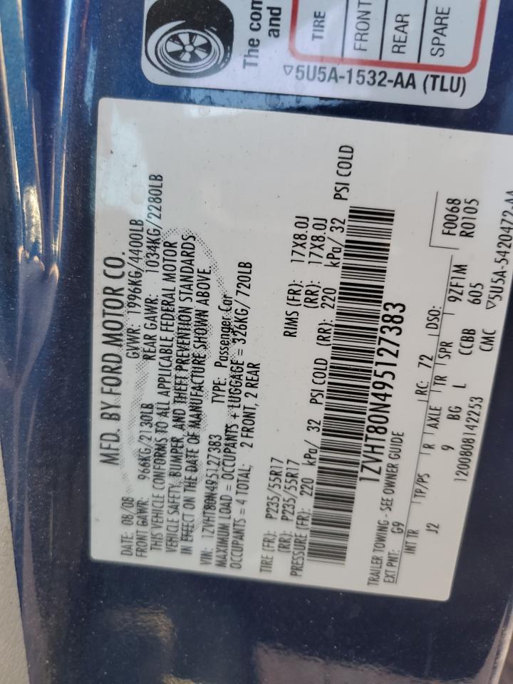 2009 Ford Mustang VIN: 1ZVHT80N495127383 Lot: 86981544