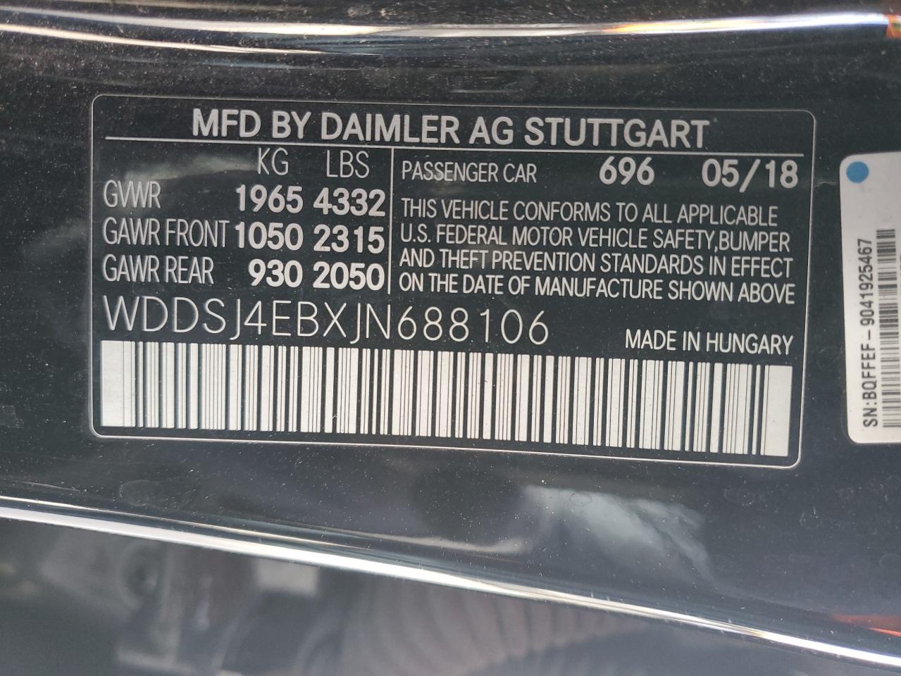 VIN WDDSJ4EBXJN688106 2018 MERCEDES-BENZ CLA-CLASS no.12