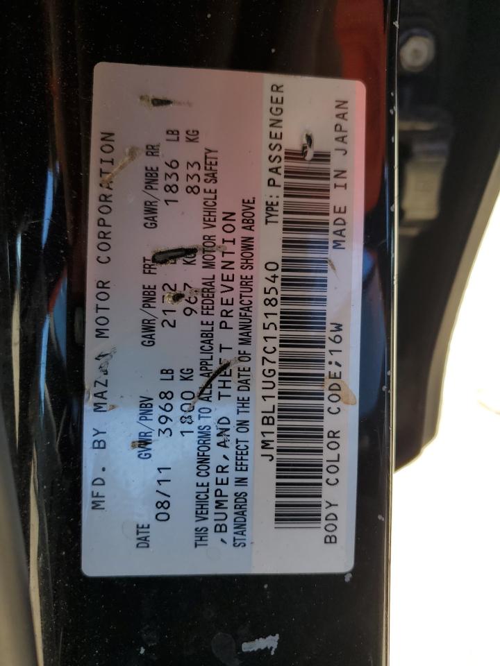 2012 Mazda 3 I VIN: JM1BL1UG7C1518540 Lot: 41670765