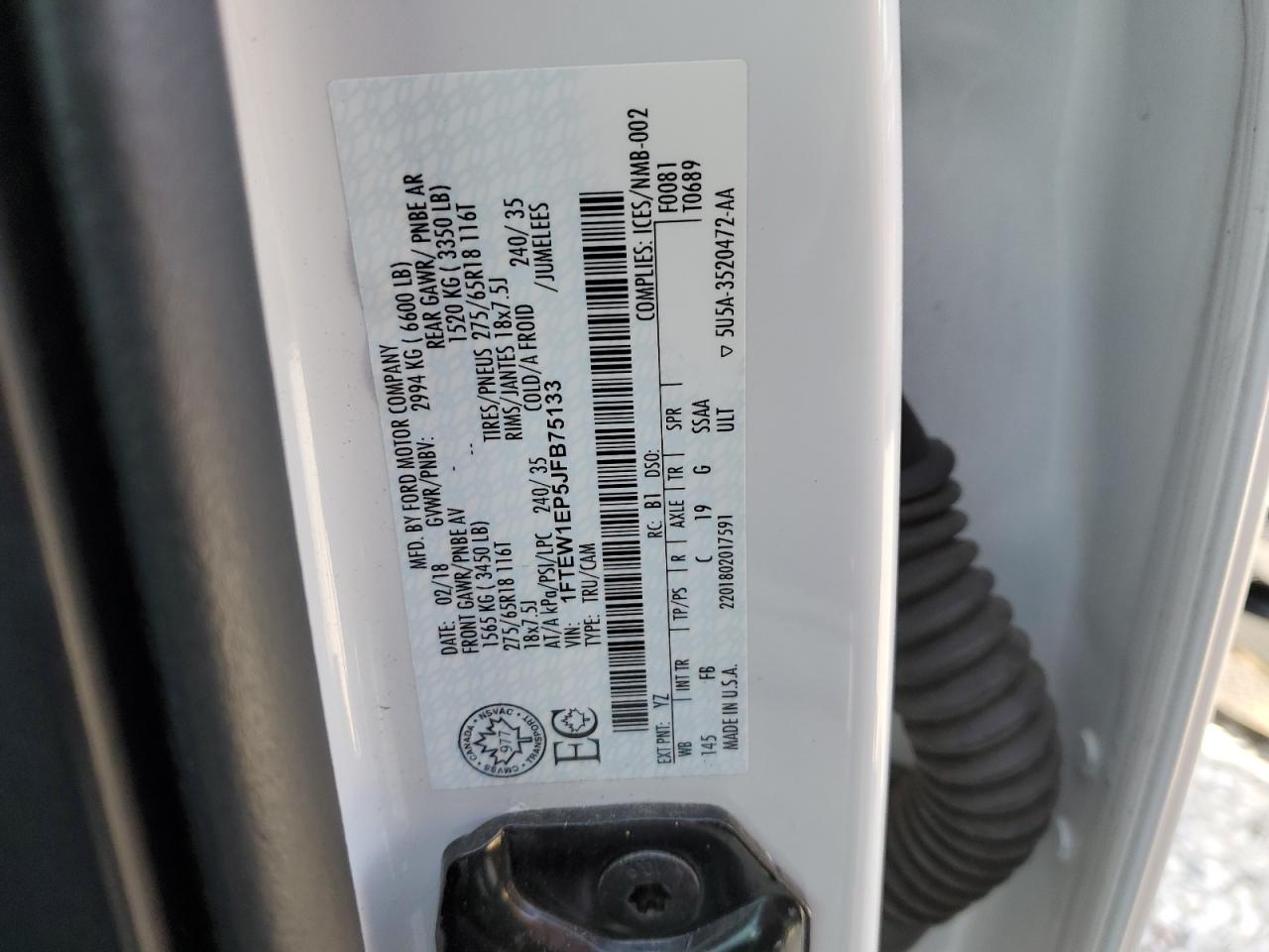 2018 Ford F150 VIN: 1JF1T59024749595 Lot: 89283395