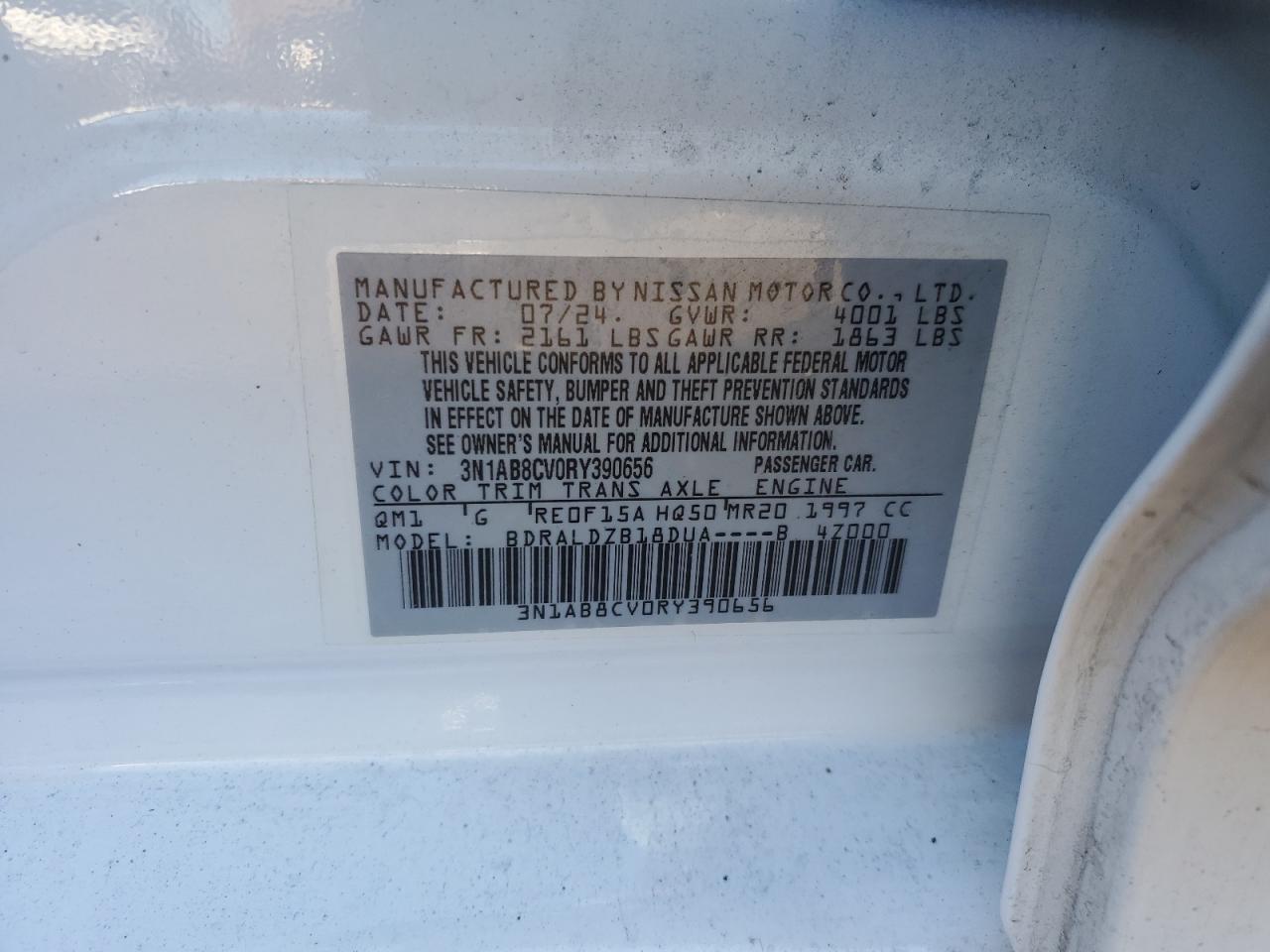 3N1AB8CV0RY390656 NISSAN SENTRA 2024