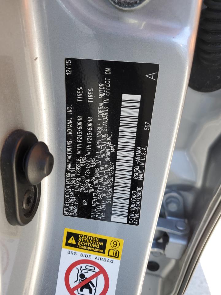 5TDZKRFH8GS127637 TOYOTA HIGHLANDER 2016