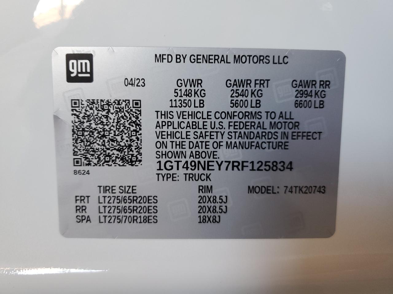 2024 GMC Sierra K2500 Slt VIN: 1GT49NEY7RF125834 Lot: 42113945