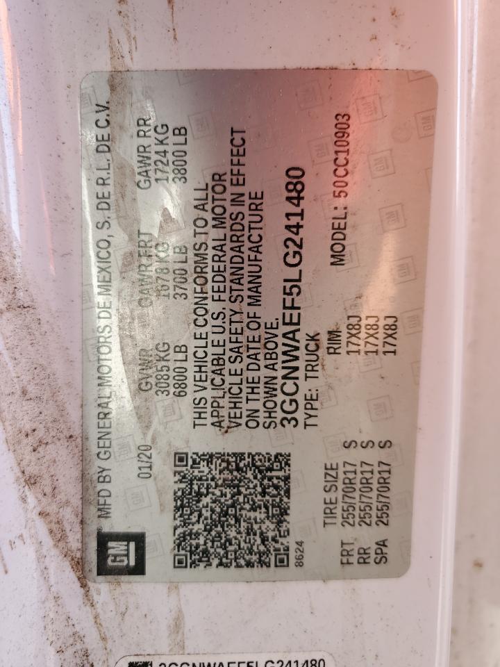 2020 Chevrolet Silverado C1500 VIN: 3GCNWAEF5LG241480 Lot: 85941784