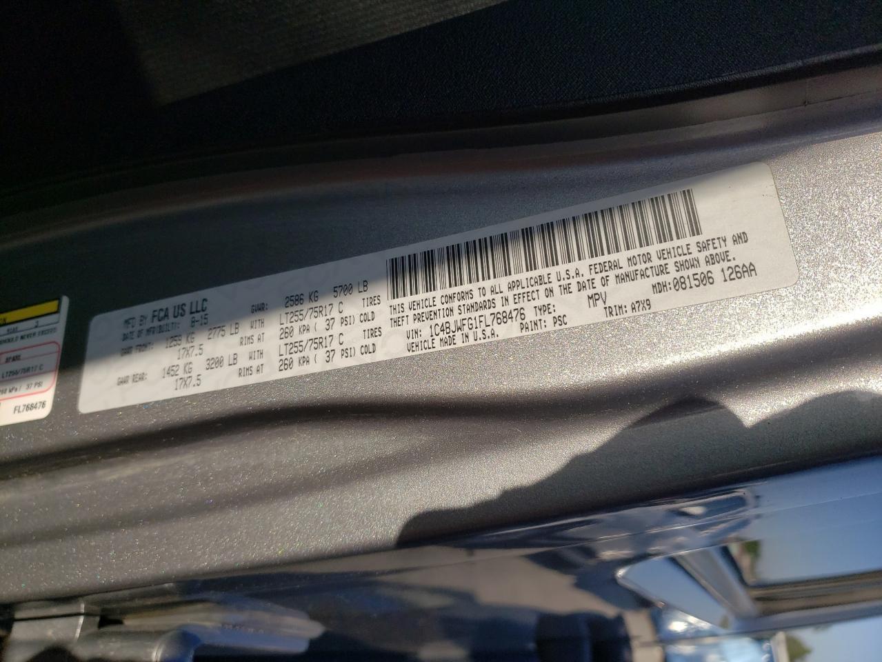 2015 Jeep Wrangler Unlimited Rubicon VIN: 1C4BJWFG1FL768476 Lot: 88573645