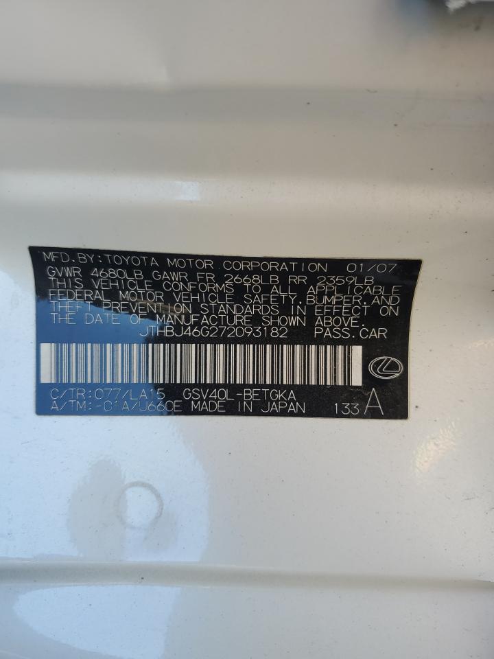 2007 Lexus Gs 350 Awd VIN: 093182 Lot: 89332205