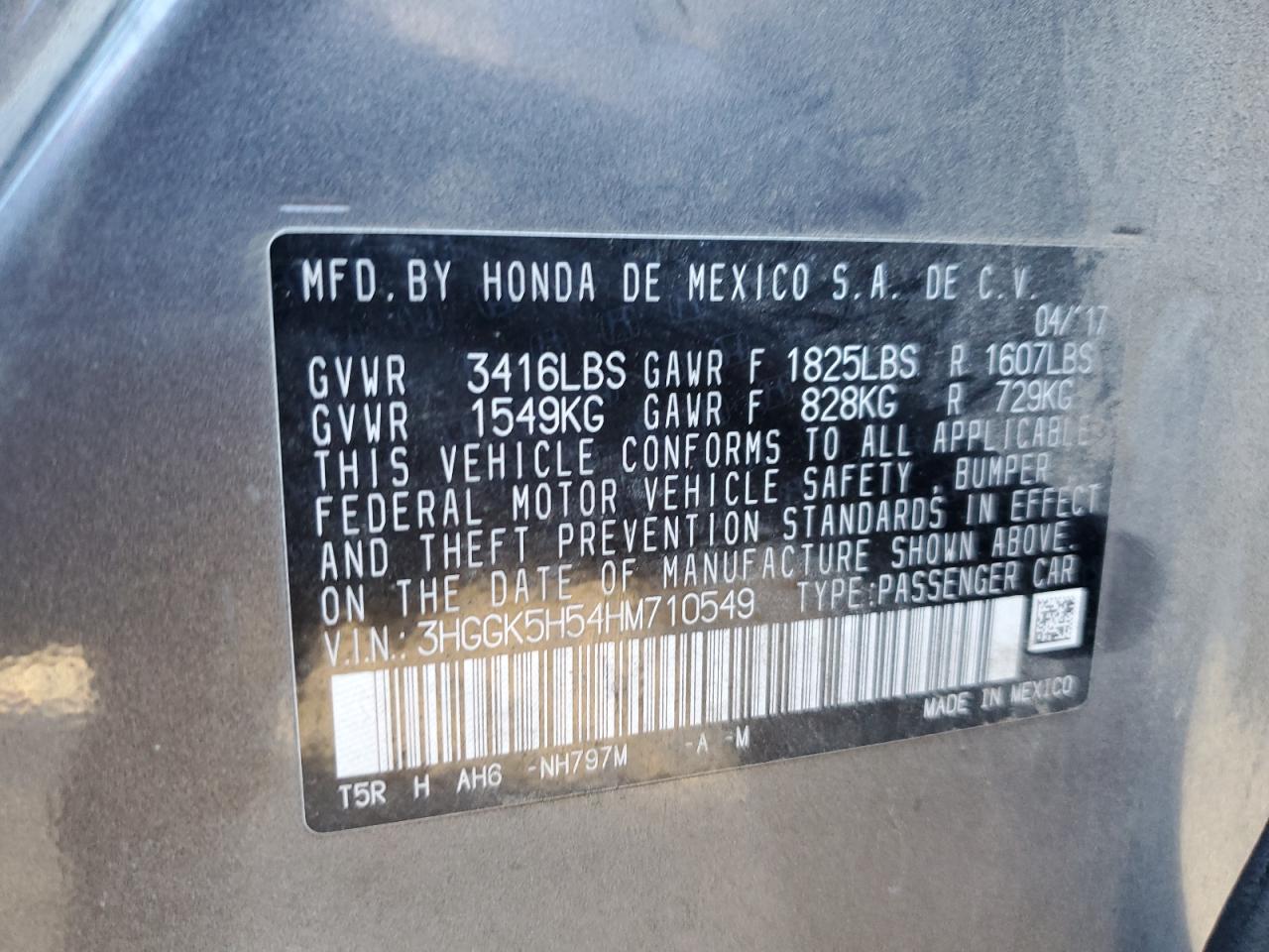 VIN 3HGGK5H54HM710549 2017 HONDA FIT no.12