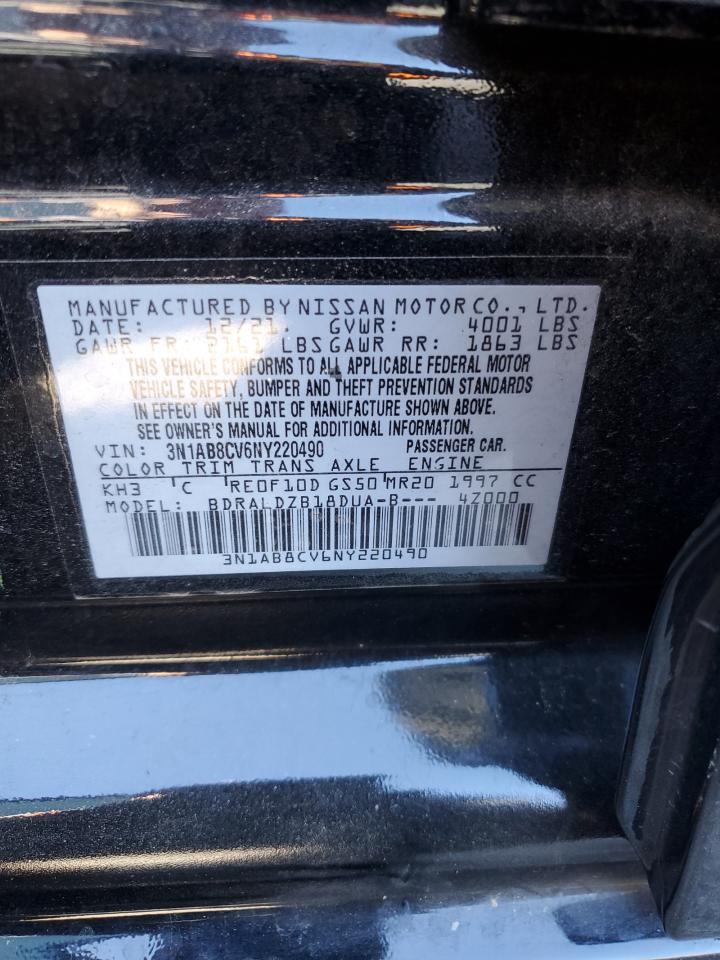 2022 Nissan Sentra Sv VIN: 3N1AB8CV6NY220490 Lot: 42387695