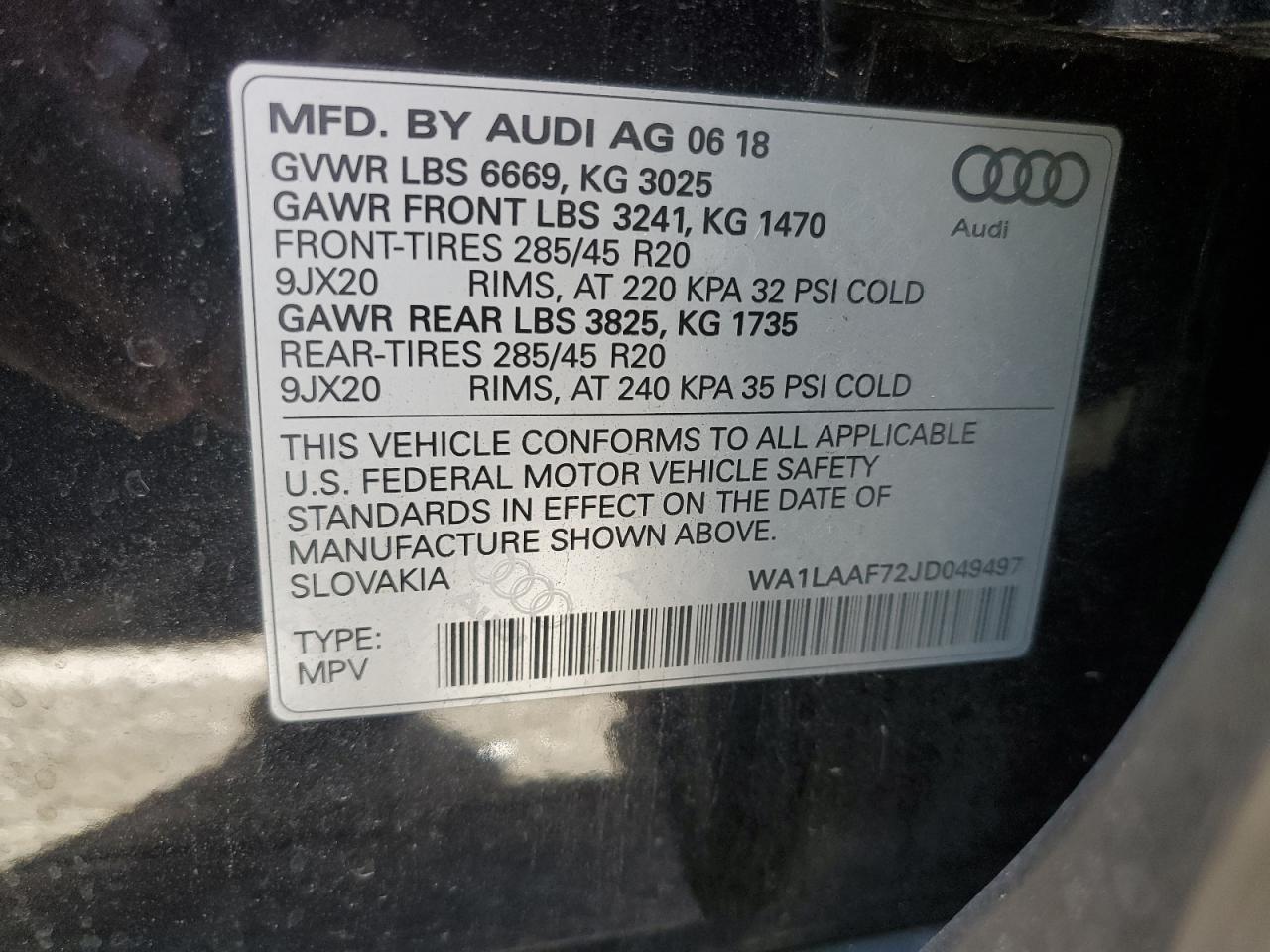 VIN WA1LAAF72JD049497 2018 AUDI Q7 no.13