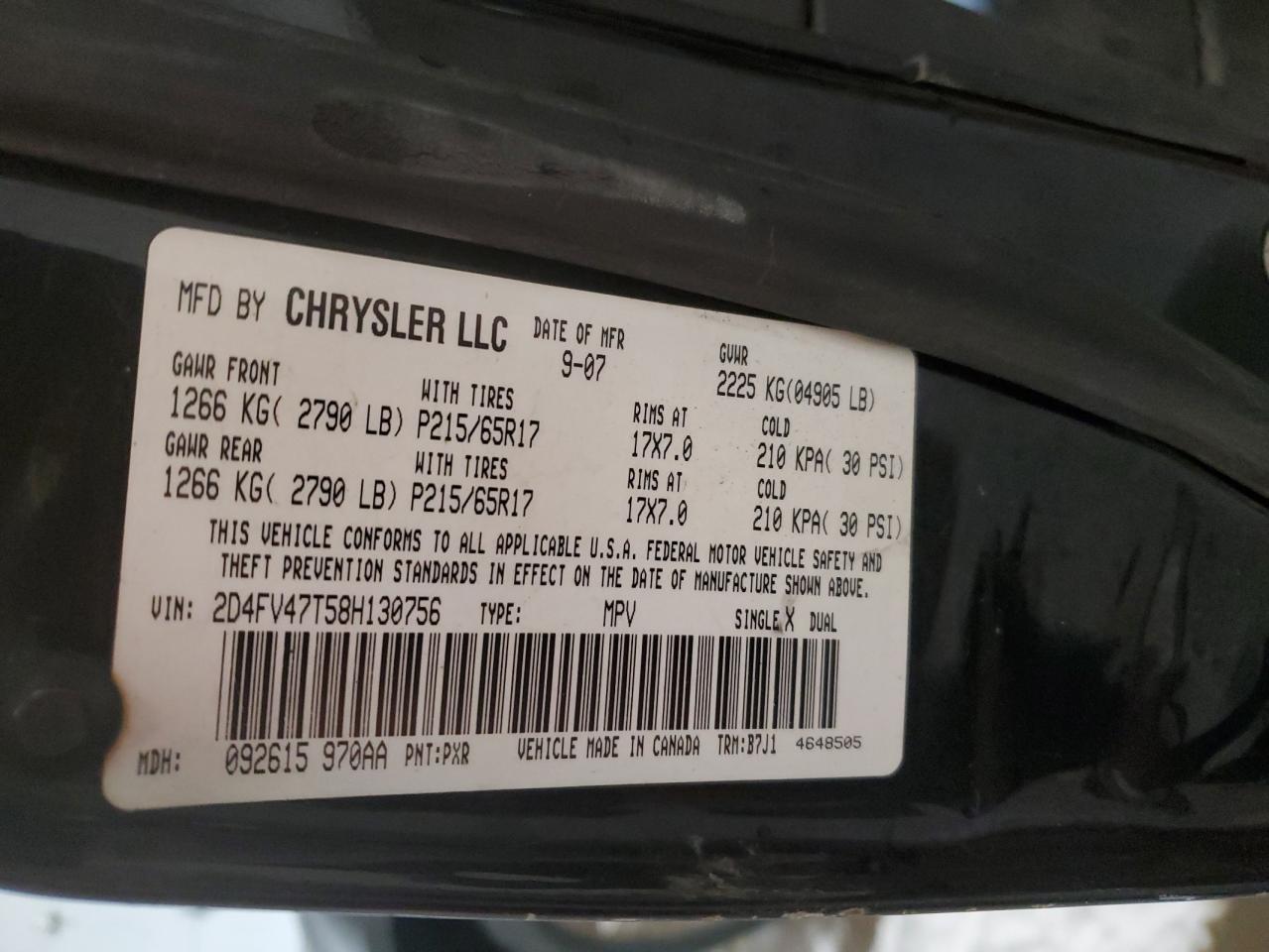 2008 Dodge Magnum VIN: 2D4FV47T58H130756 Lot: 41494565