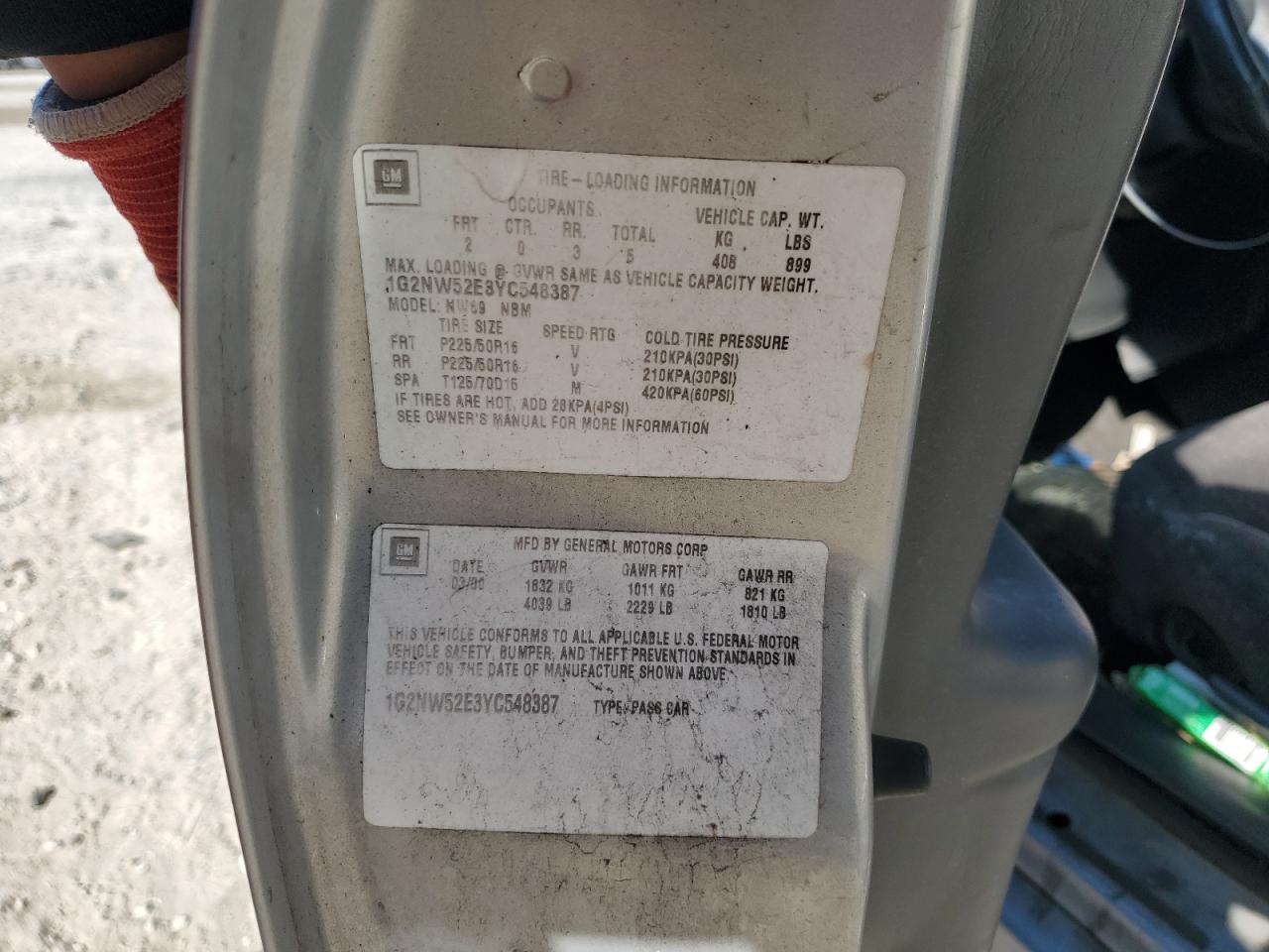 2000 Pontiac Grand Am Gt VIN: 1G2NW52E3YC548387 Lot: 88732485