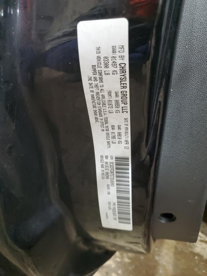 2012 Fiat 500 Pop VIN: 3C3CFFDR7CT310343 Lot: 42536625