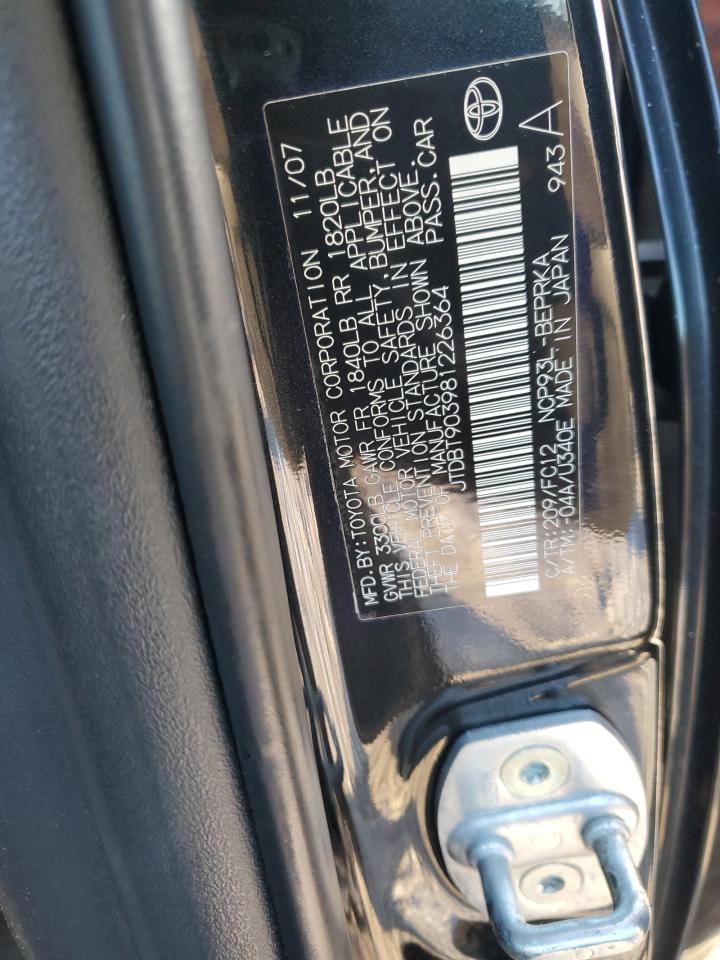 2008 Toyota Yaris VIN: JTDBT903981226364 Lot: 87824665