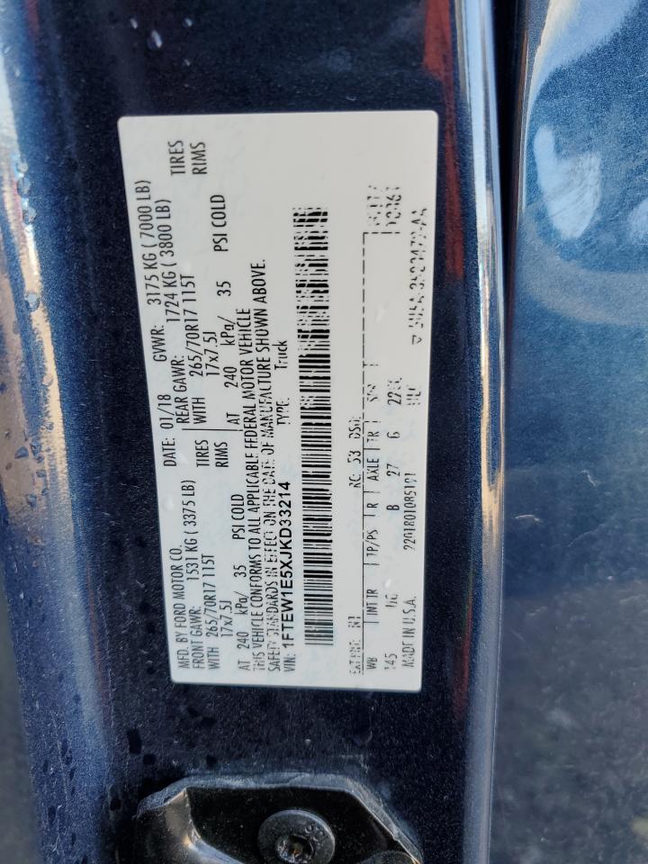 2018 Ford F150 Supercrew VIN: 1FTEW1E5XJKD33214 Lot: 86699964