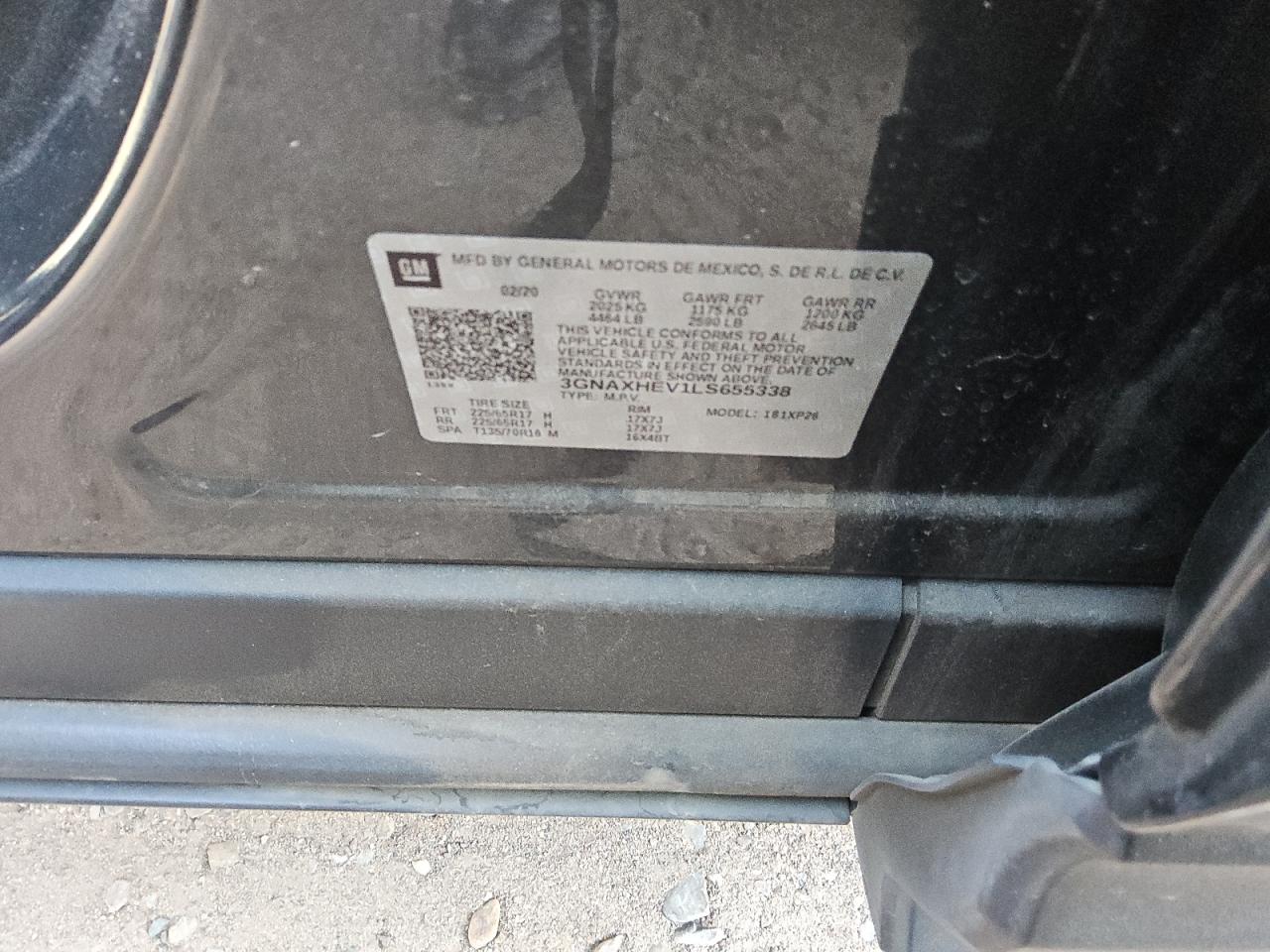3GNAXHEV1LS655338 CHEVROLET EQUINOX 2020