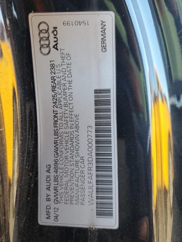 2013 Audi A5 Premium Plus VIN: WAULFAFR3DA000773 Lot: 88088395
