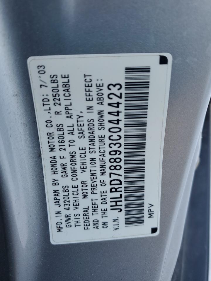 2003 Honda Cr-V Ex VIN: JHLRD78893C044423 Lot: 87510775