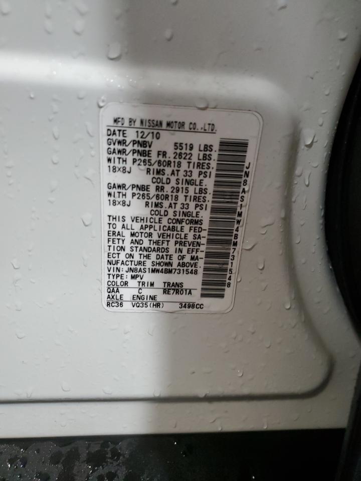 jn8as1mw4bm731548 JN8AS1MW4BM731548 2011 Infiniti Fx35