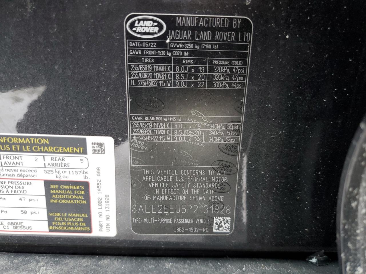 2023 Land Rover Defender 110 X-Dynamic Se VIN: SALE2EEU5P2131828 Lot: 88669875
