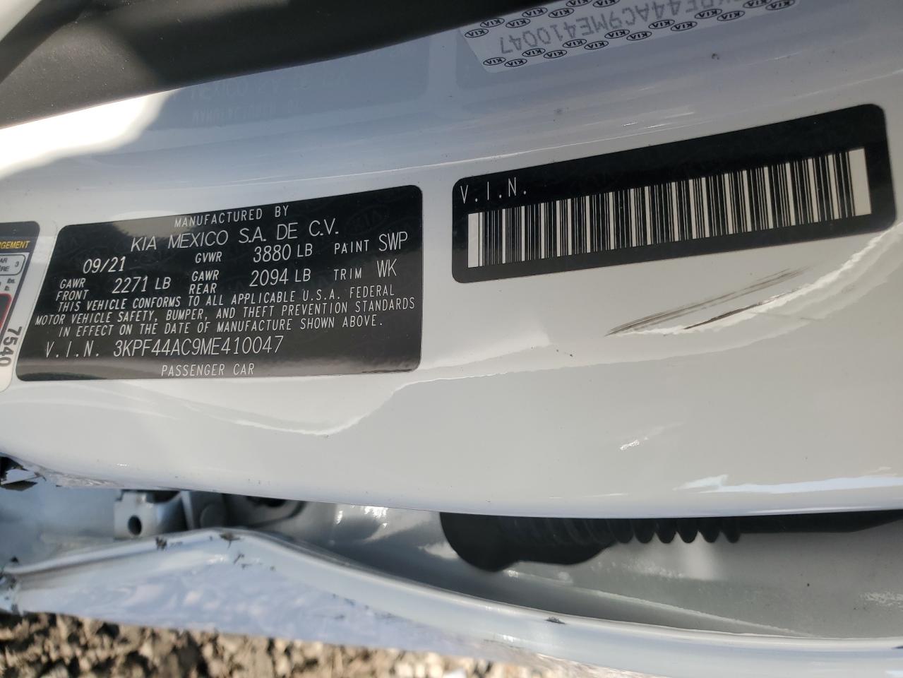 2021 Kia Forte Gt VIN: 3KPF44AC9ME410047 Lot: 88298425