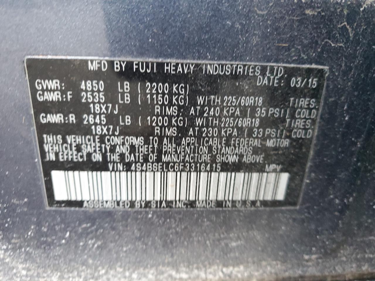 2015 Subaru Outback - Image 14
