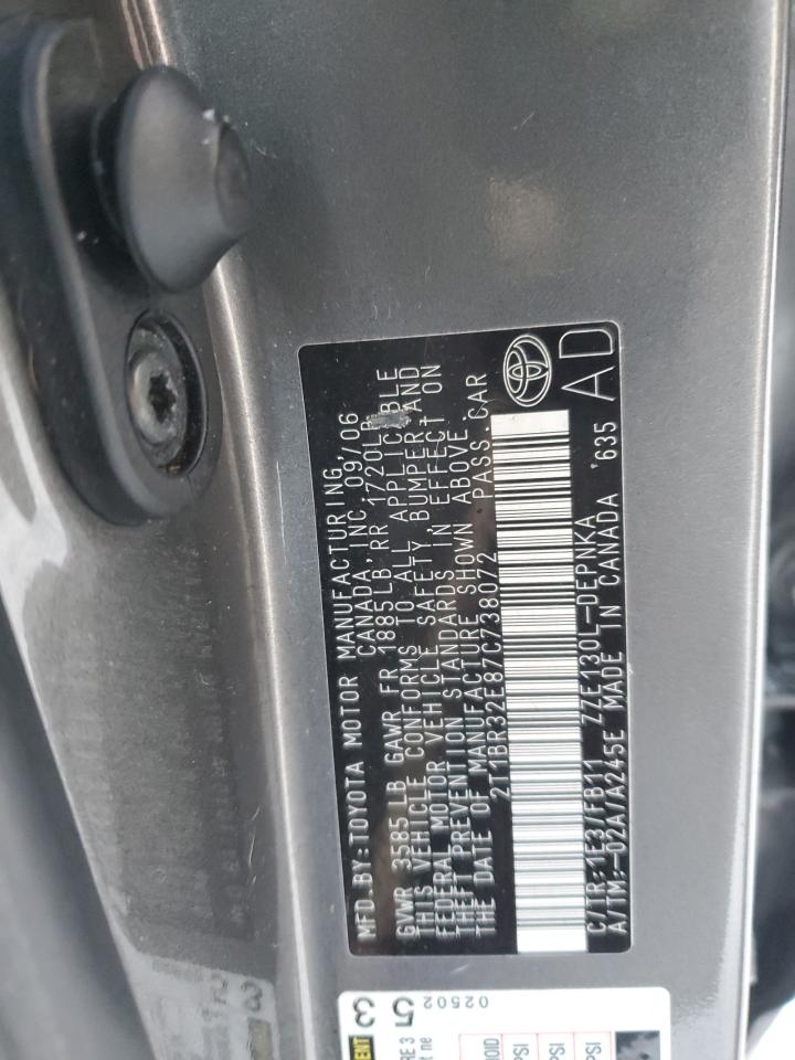 2007 Toyota Corolla Ce VIN: 2T1BR32E87C738072 Lot: 41651585