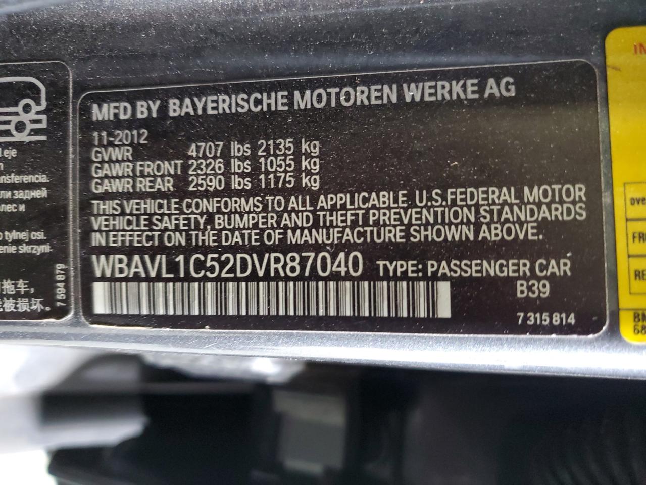 VIN WBAVL1C52DVR87040 2013 BMW X1 no.14