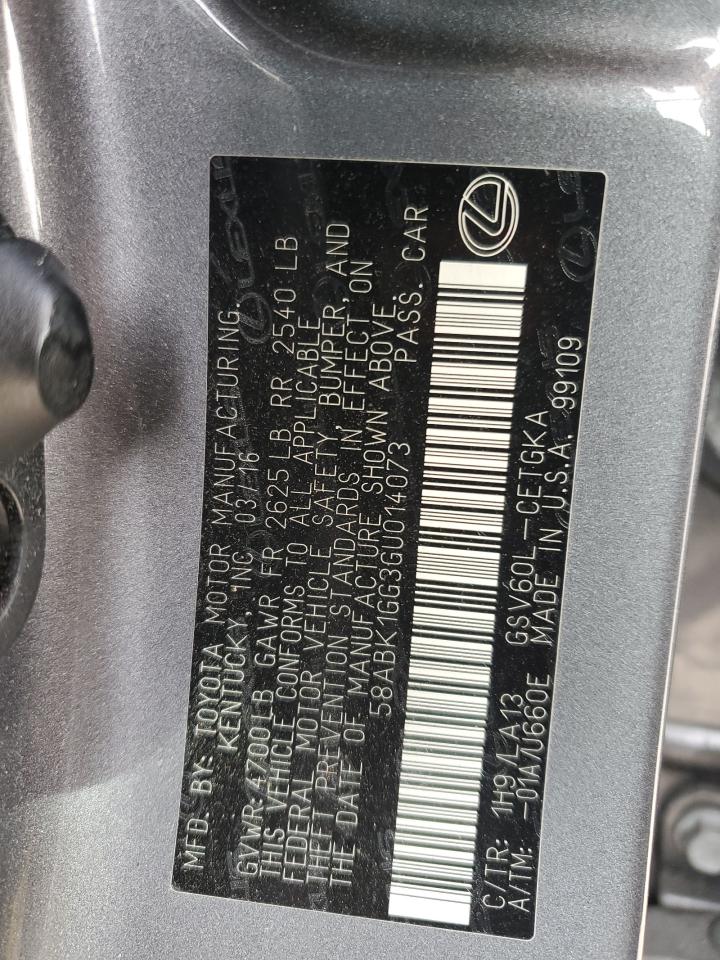 2016 Lexus Es 350 VIN: 58ABK1GG3GU014073 Lot: 86023974