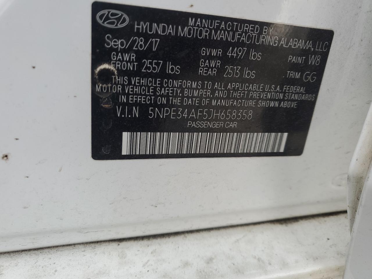 2018 Hyundai Sonata Sport VIN: 5NPE34AF5JH658358 Lot: 42671385