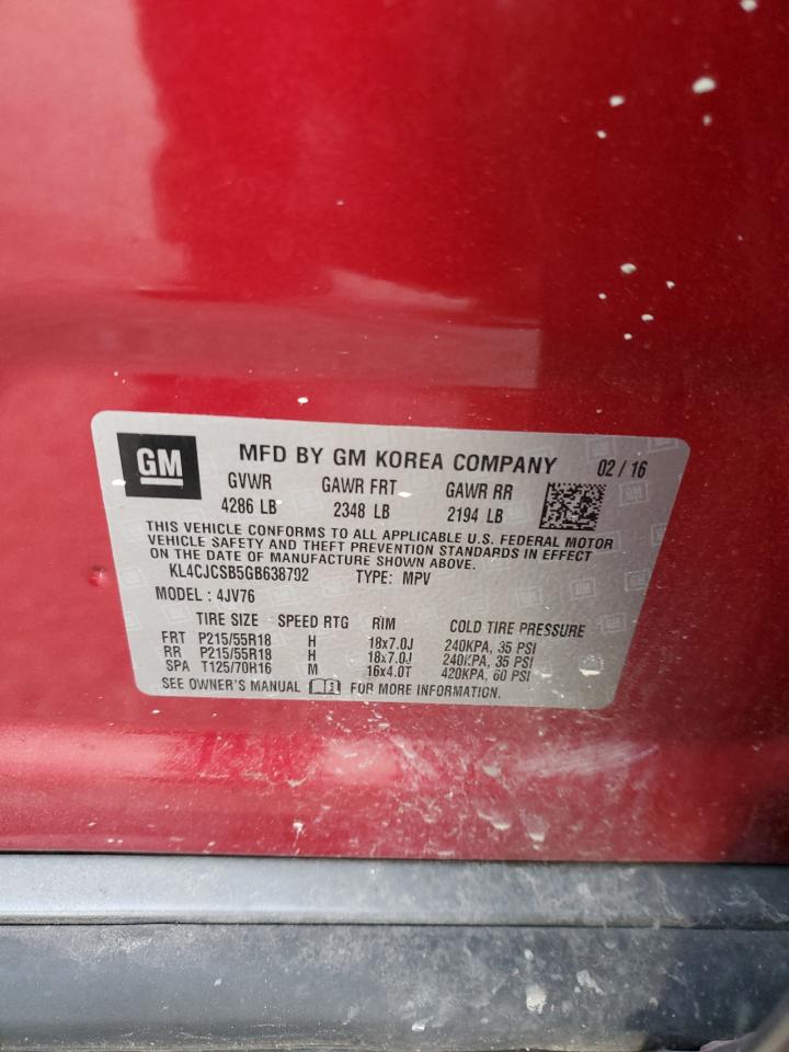 VIN KL4CJCSB5GB638702 2016 BUICK ENCORE no.13