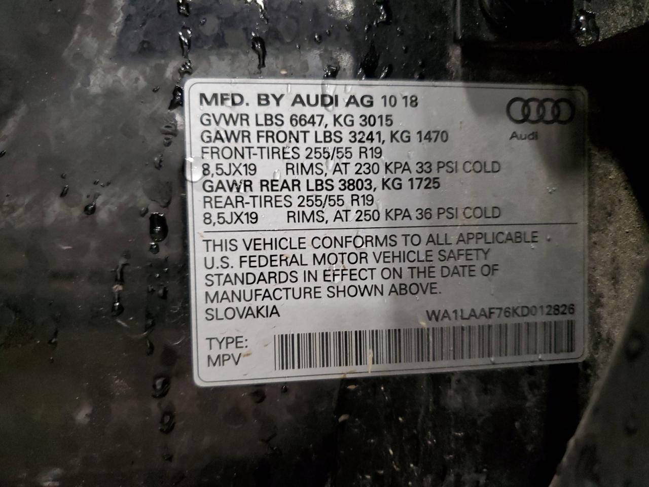 VIN WA1LAAF76KD012826 2019 AUDI Q7 no.14