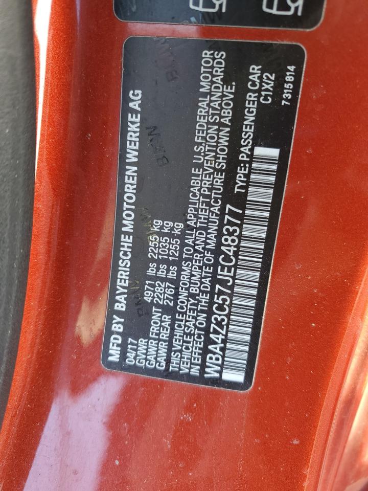 2018 BMW 430Xi VIN: WBA4Z3C57JEC48377 Lot: 87226584